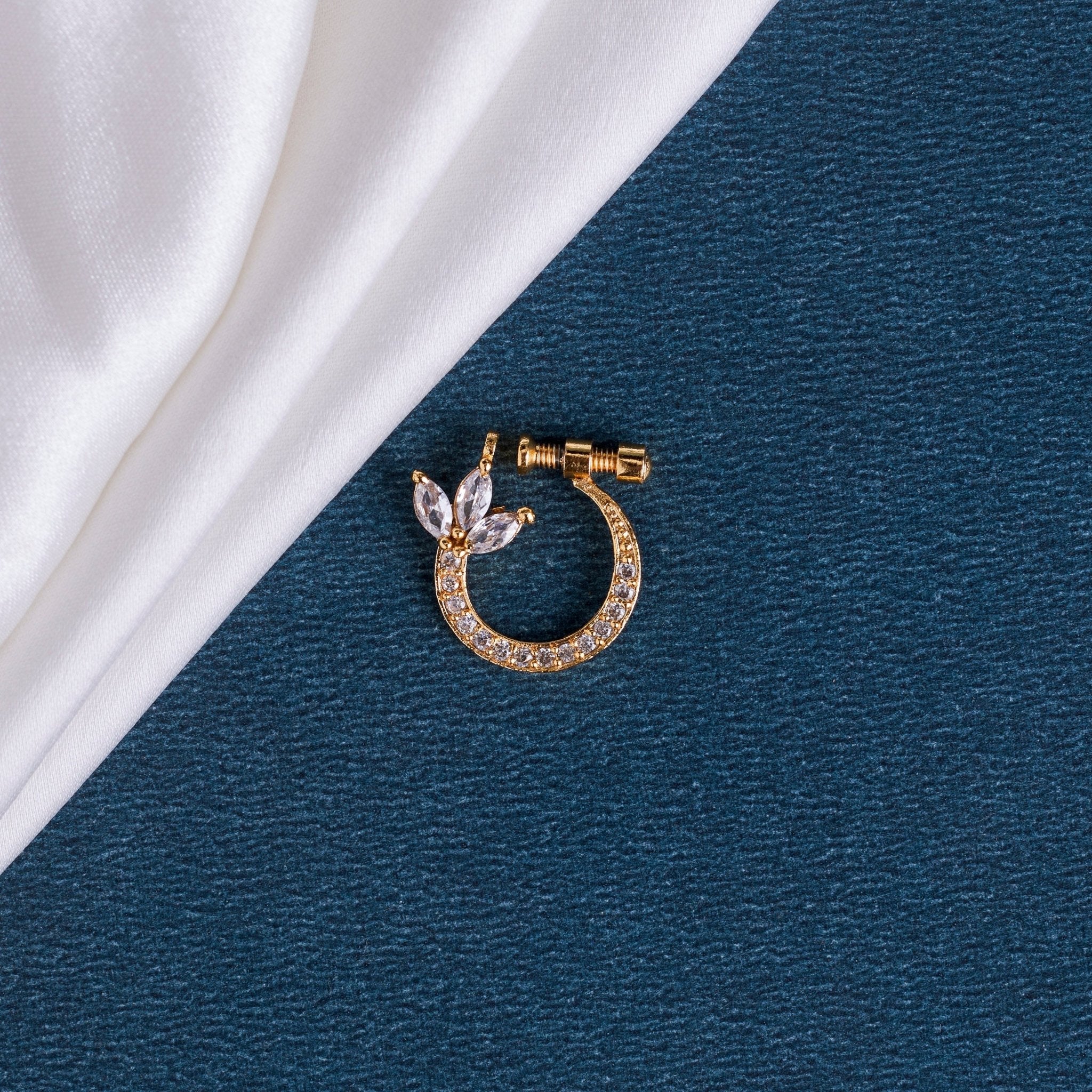 Imperial Floral Gold Plated Screw Nose Pin