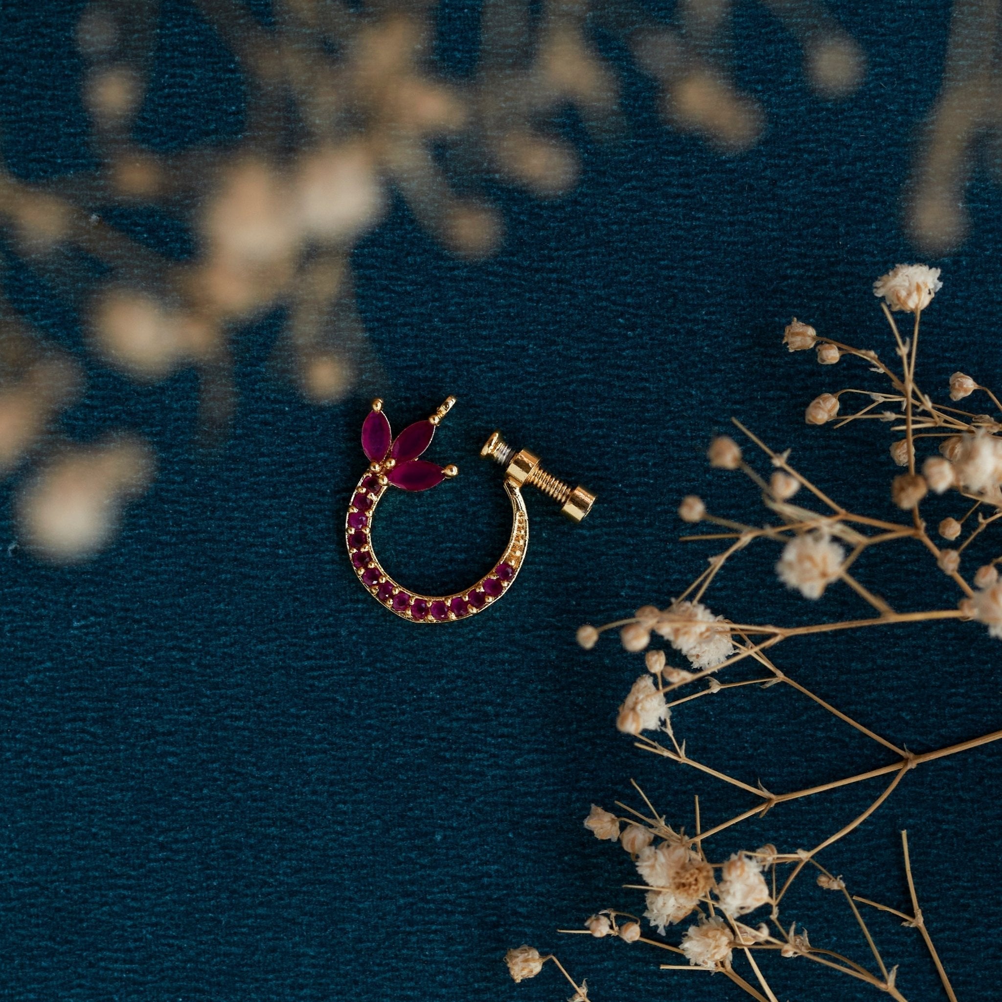 Imperial Floral Gold Plated Screw Nose Pin