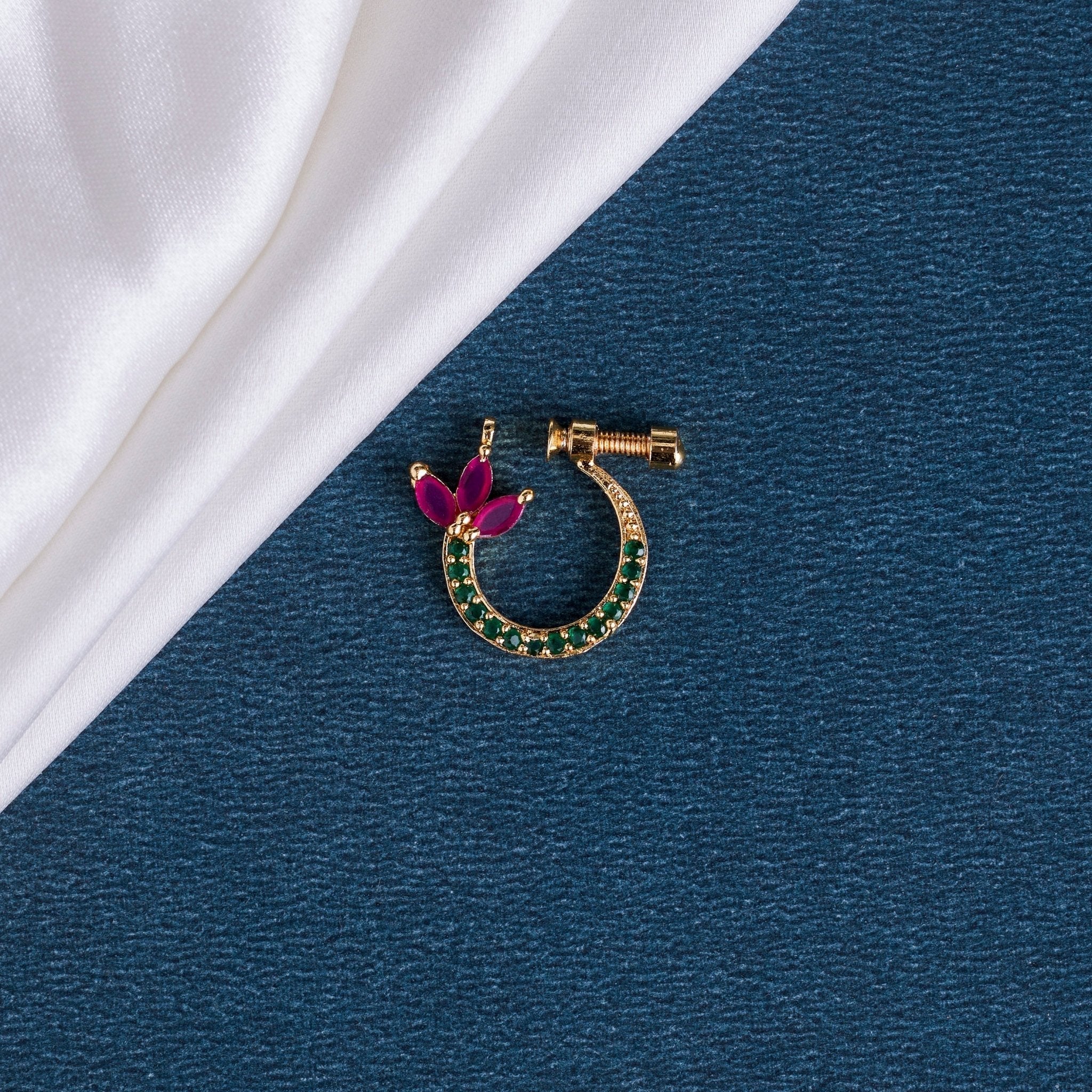 Imperial Floral Gold Plated Screw Nose Pin