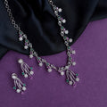 Rhodium Plated Nature-Inspired Stone Necklace Set