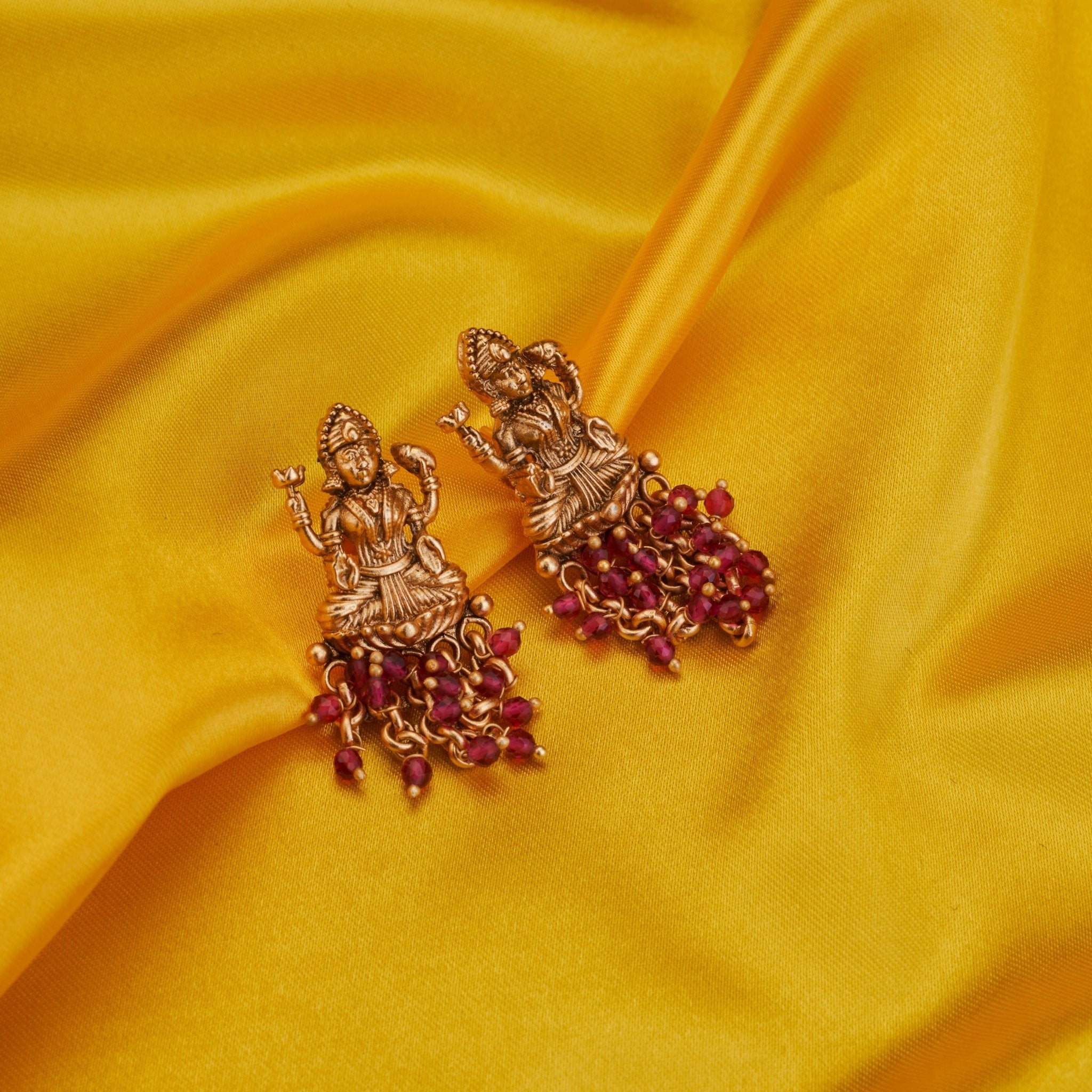 Lakshmi Narayan Matte Gold Plated Earrings