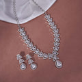 Leaflet Enchanted Rhodium Plated Necklace Set