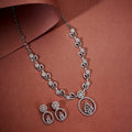 Leaflet Motif Rhodium Plated Necklace Set