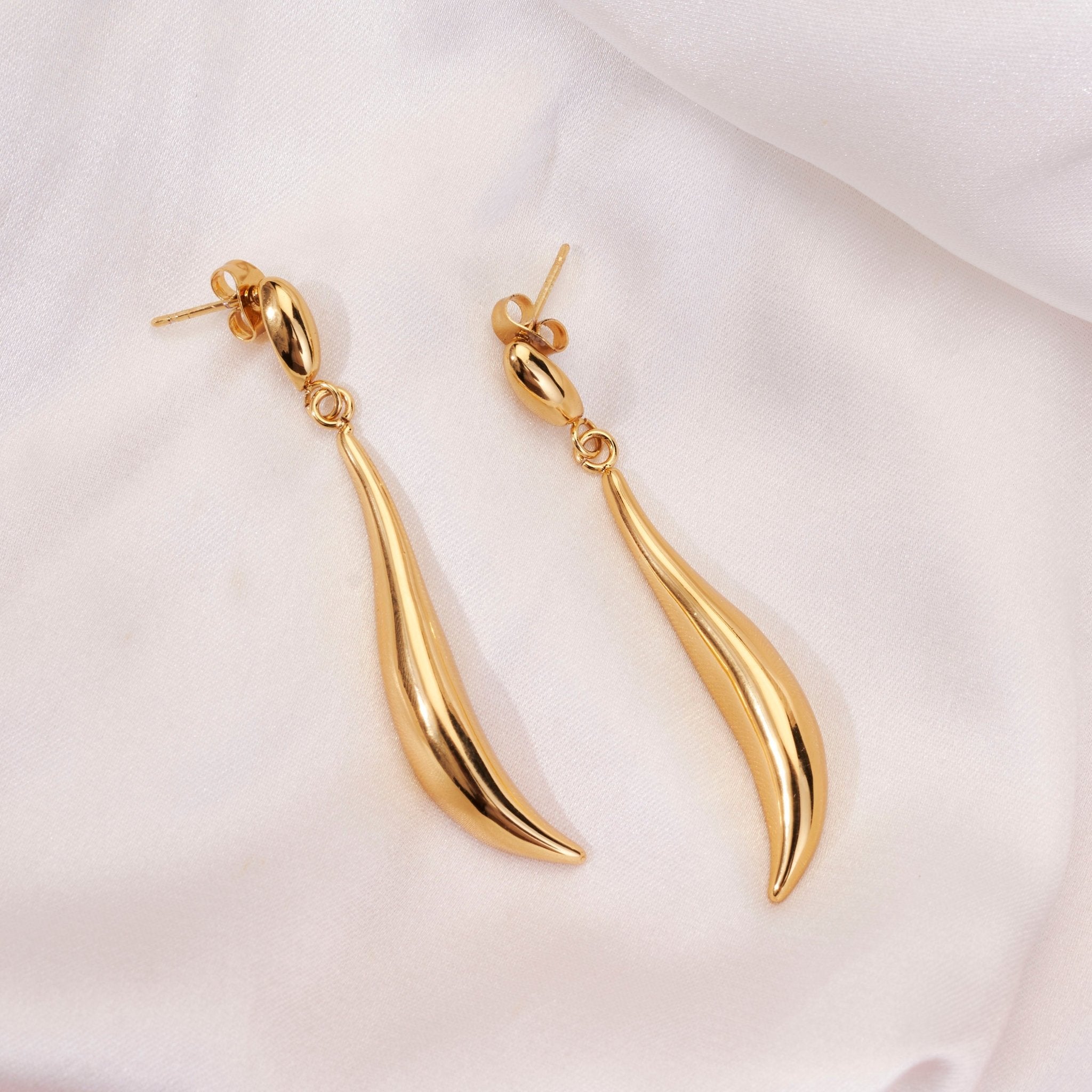 Long Drop Gold Plated Earrings
