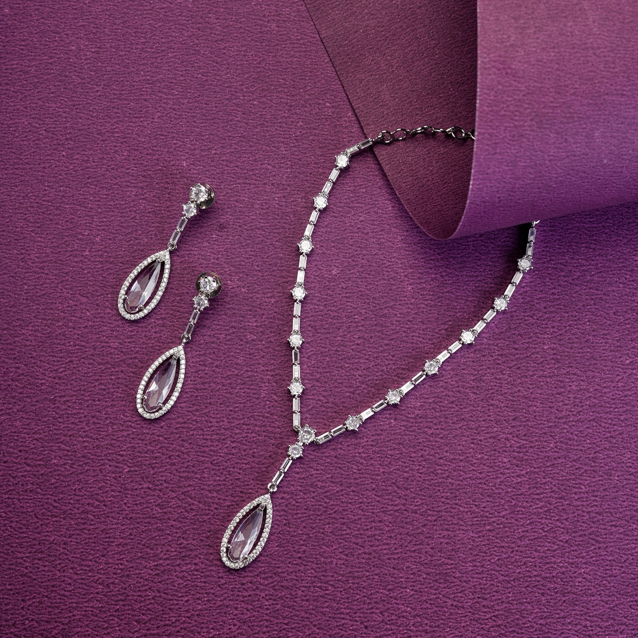 Majesty Crystal Rhodium Necklace Set