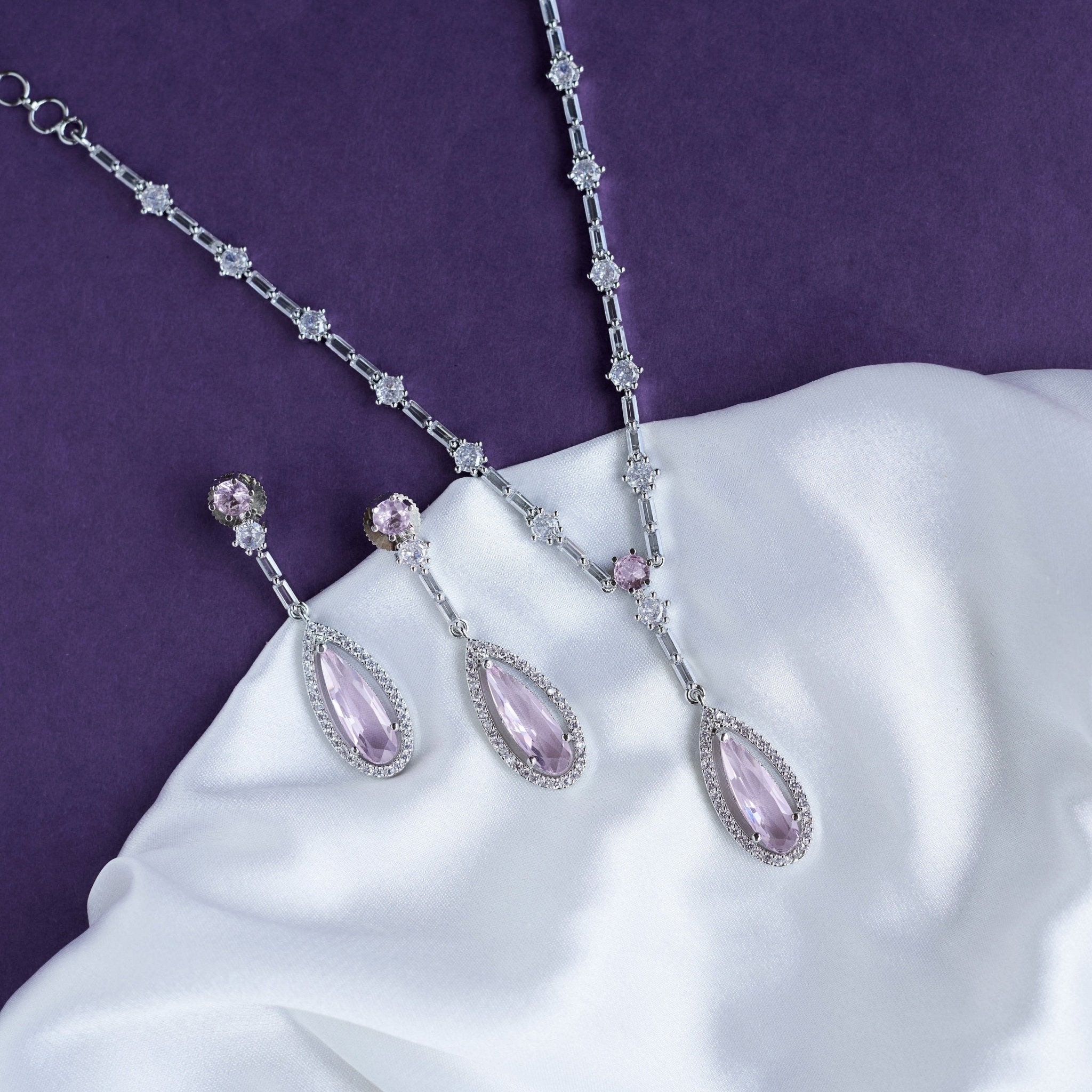 Majesty Crystal Rhodium Necklace Set