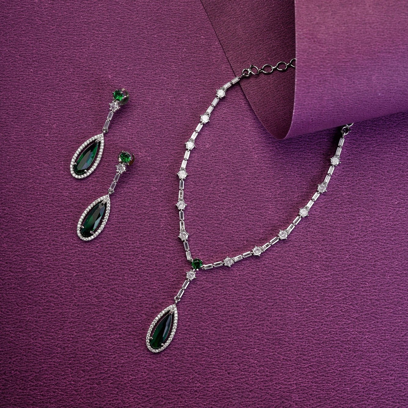 Majesty Crystal Rhodium Necklace Set