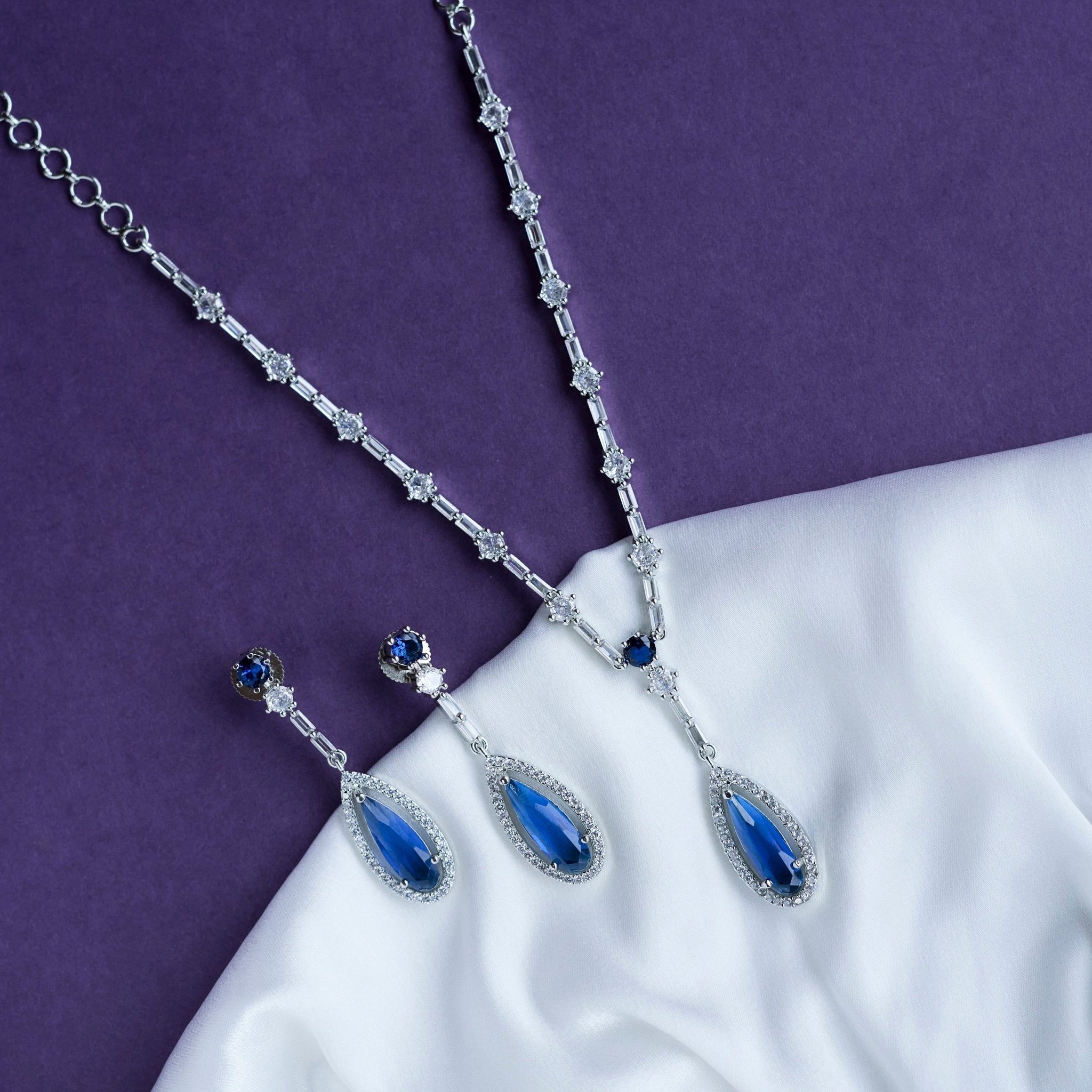 Majesty Crystal Rhodium Necklace Set