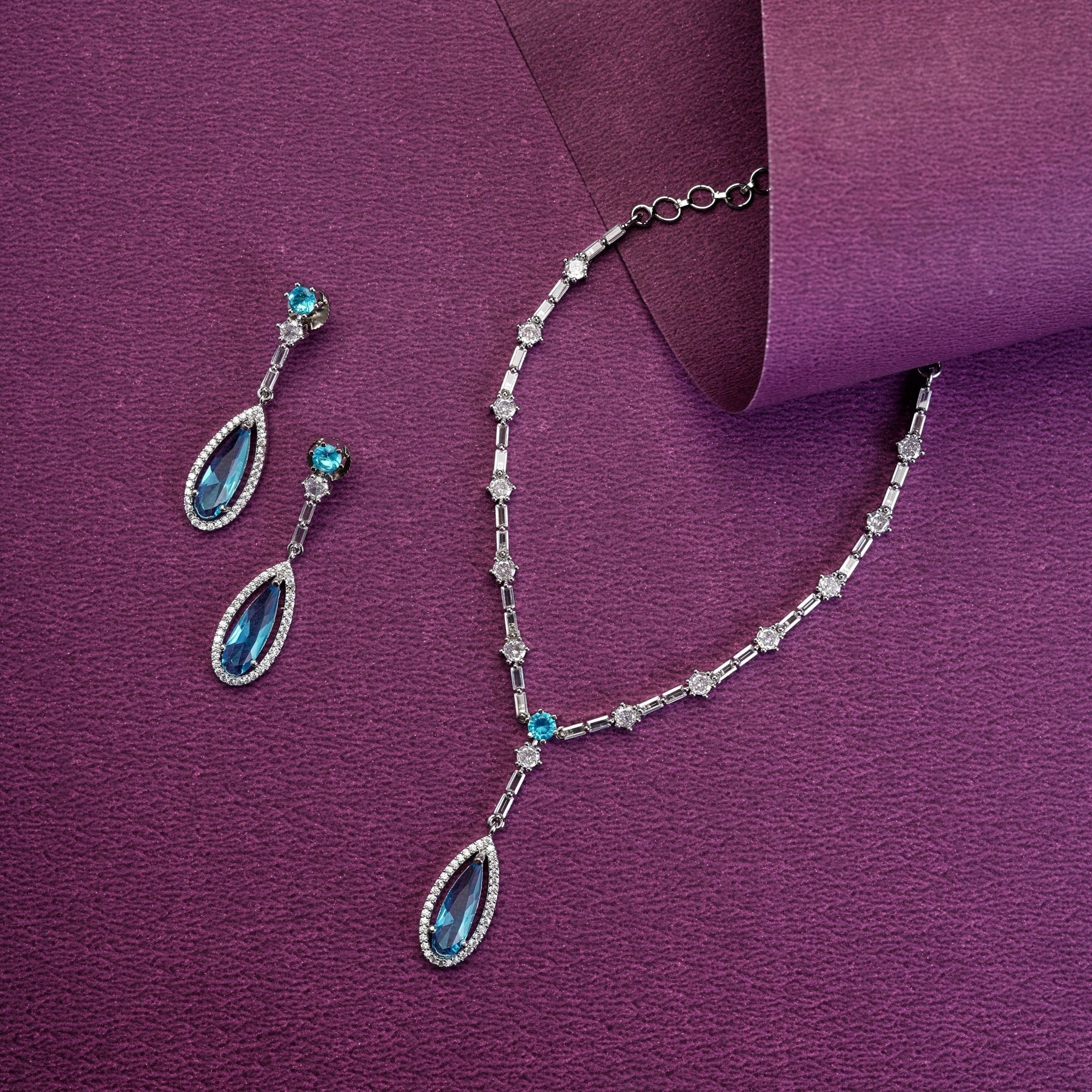 Majesty Crystal Rhodium Necklace Set