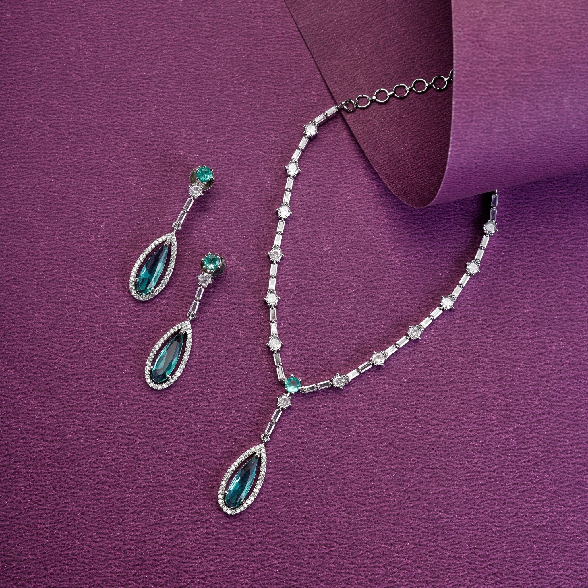 Majesty Crystal Rhodium Necklace Set
