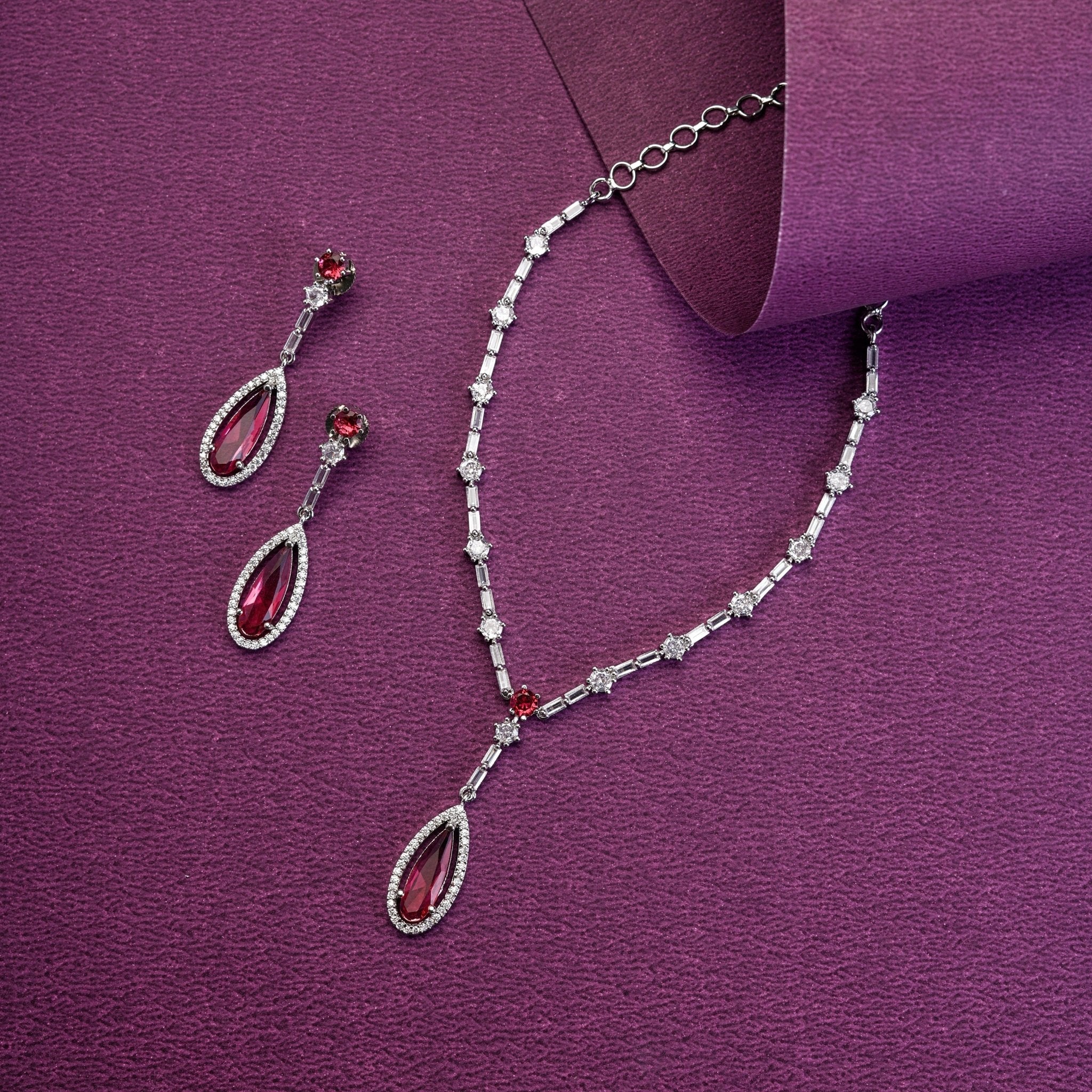 Majesty Crystal Rhodium Necklace Set