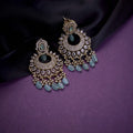 Mehendi Plated Chandelier Earrings with Stone Work