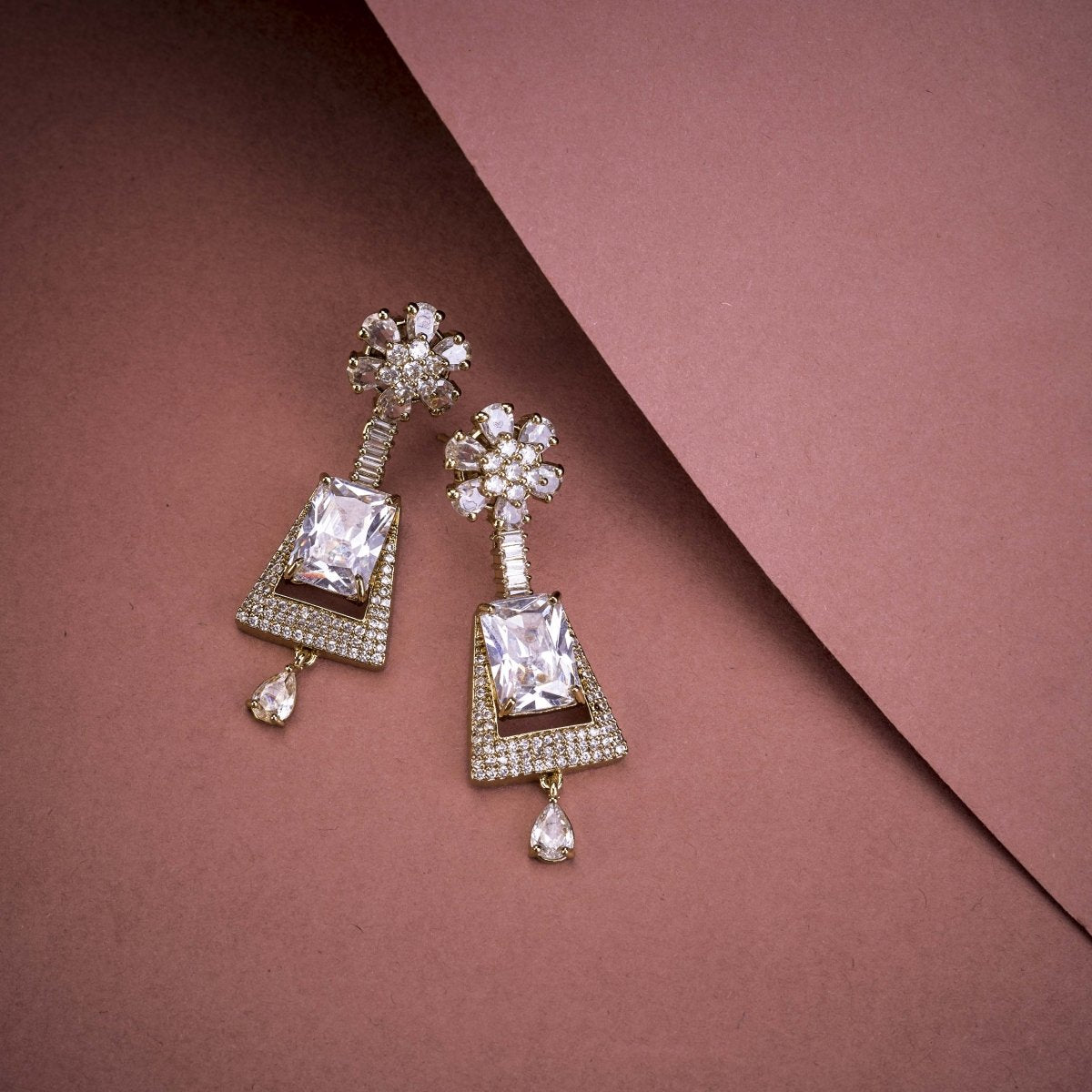 Mehendi Plated Dangle Earrings with Crystal Work