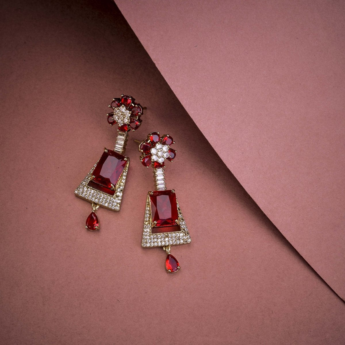 Mehendi Plated Dangle Earrings with Crystal Work