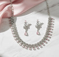 Mint Pink Rhodium Plated Necklace