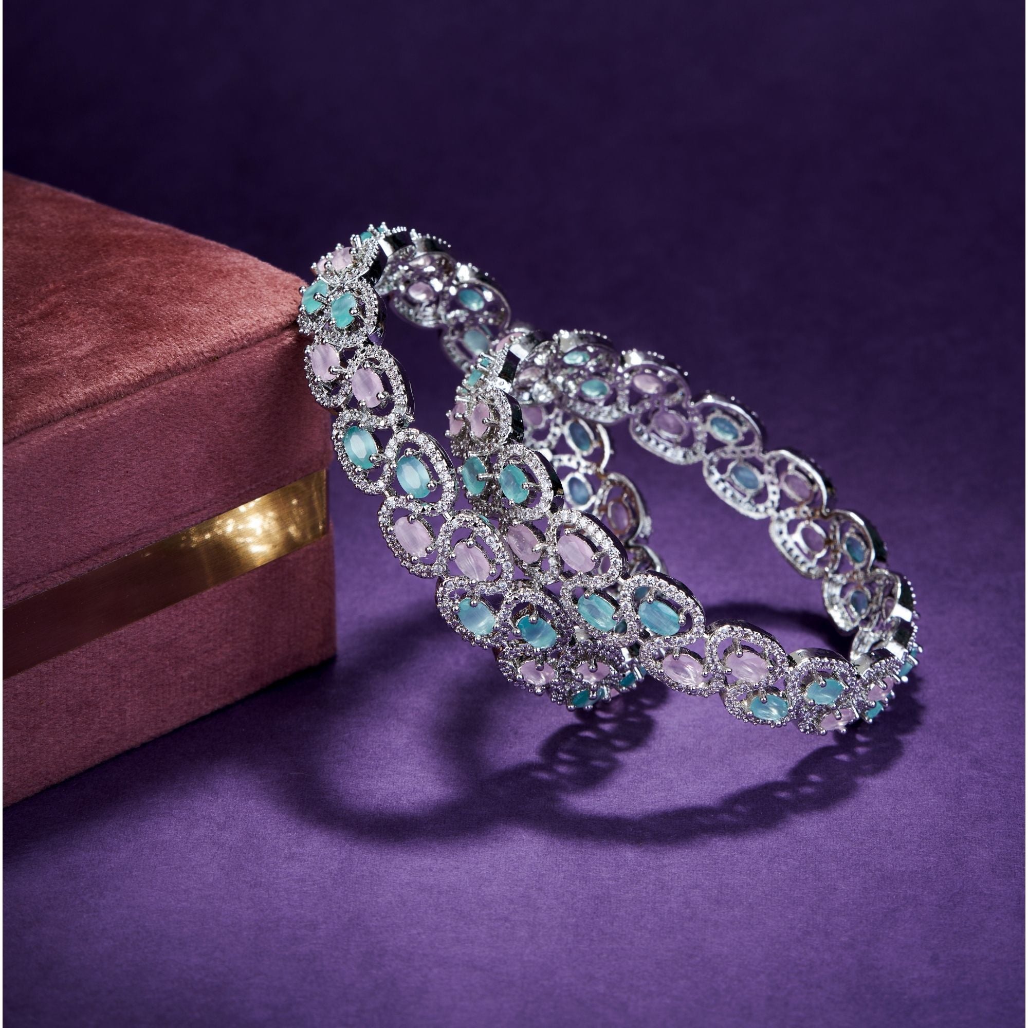 Minty Fresh Rhodium Bangles Set (Pack of 2)