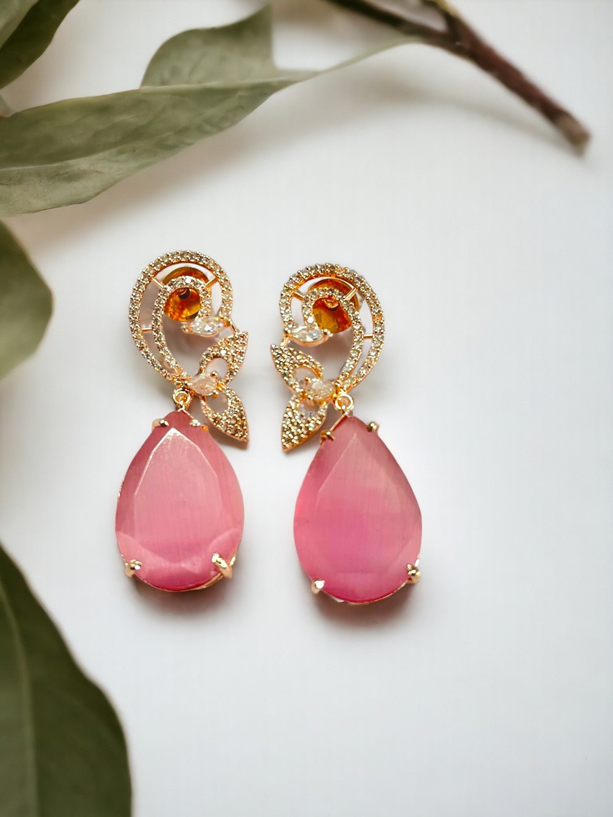 Minty Petal Rose Gold Earrings