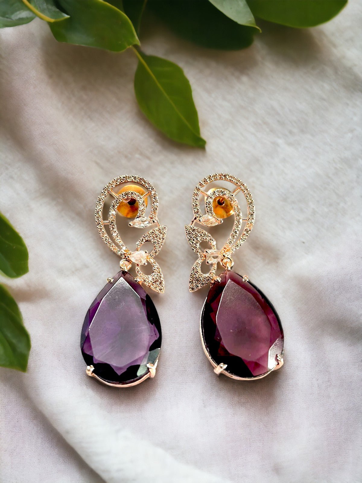 Minty Petal Rose Gold Earrings