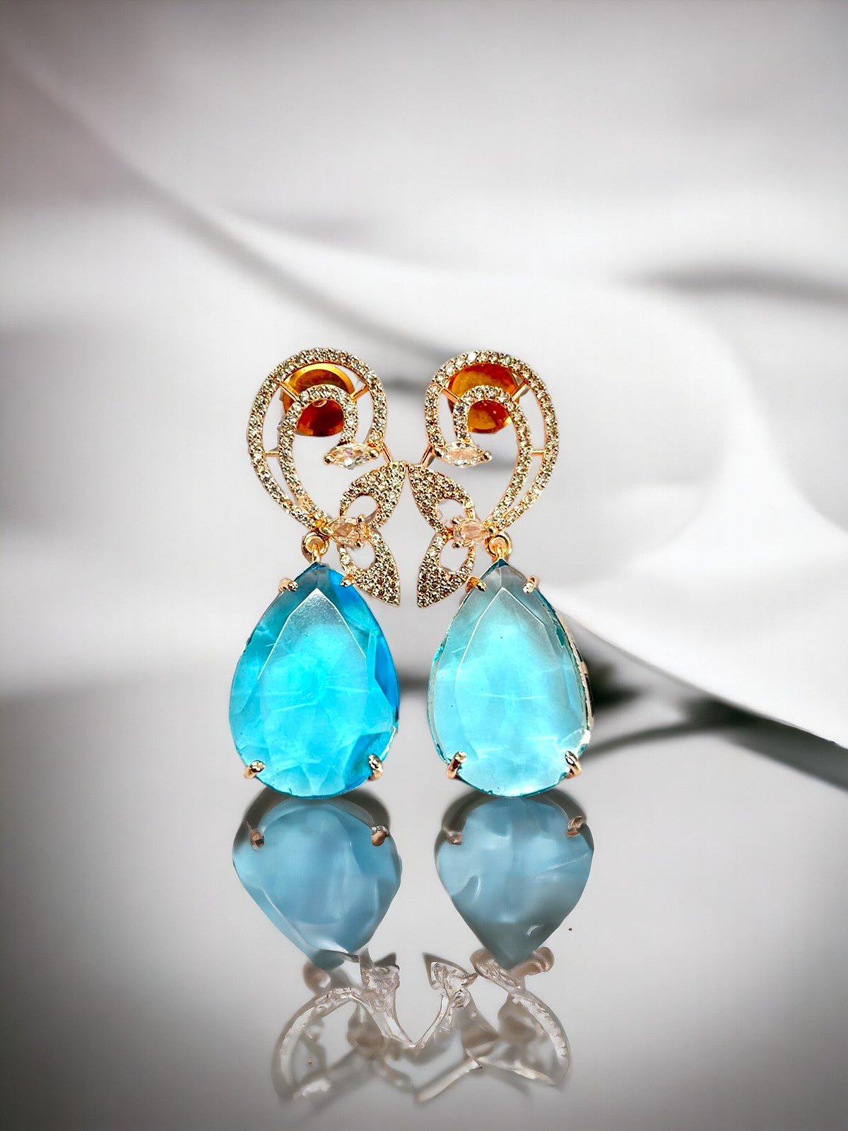 Minty Petal Rose Gold Earrings