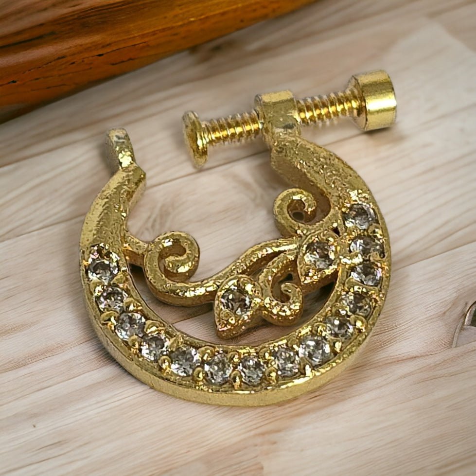 Moon Golden Screw Nose Pin