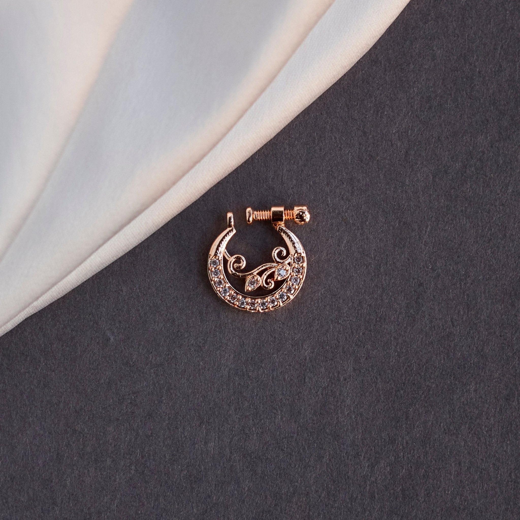 Moon Rose Gold Screw Nose Pin