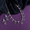 Rhodium Plated Floral Stone Necklace Set