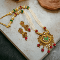 Gold Plated Antique Traditional Pearl Mala Necklace Set