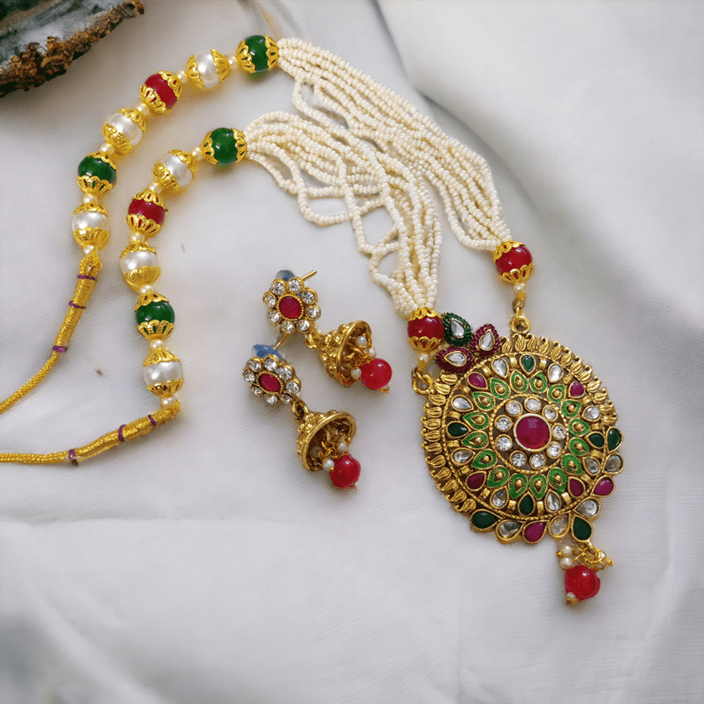 Multicolor Polki Kundan Moti Mala