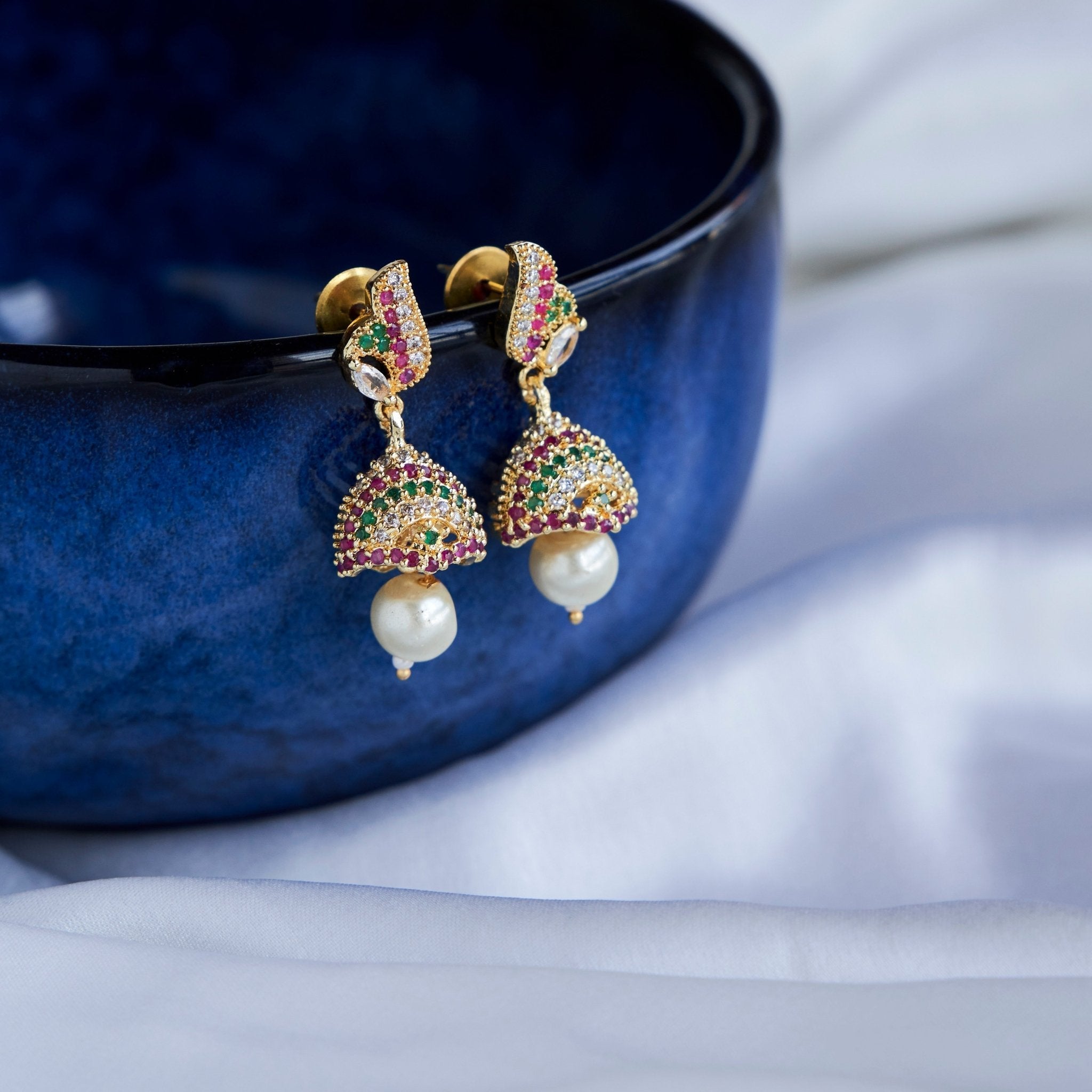 Mystic Grace Golden Jhumkas