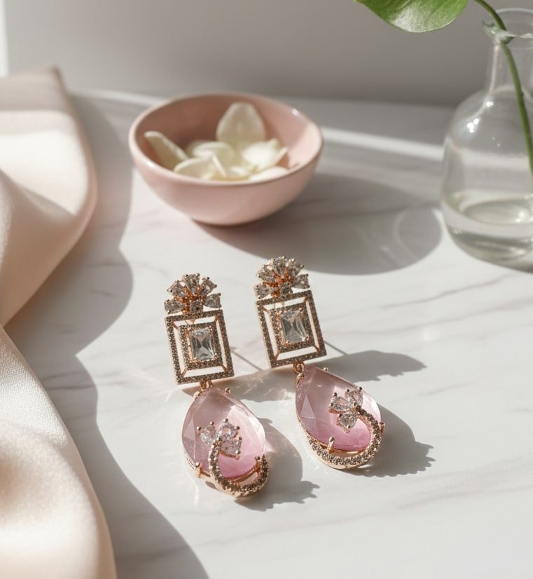 Mystic Rose Gold Plated Earrings