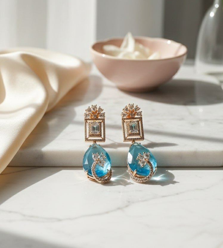 Mystic Rose Gold Plated Earrings