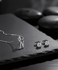 N' Initial Necklace and Cubic Zirconia Stud Earrings Set (Pack of 2)