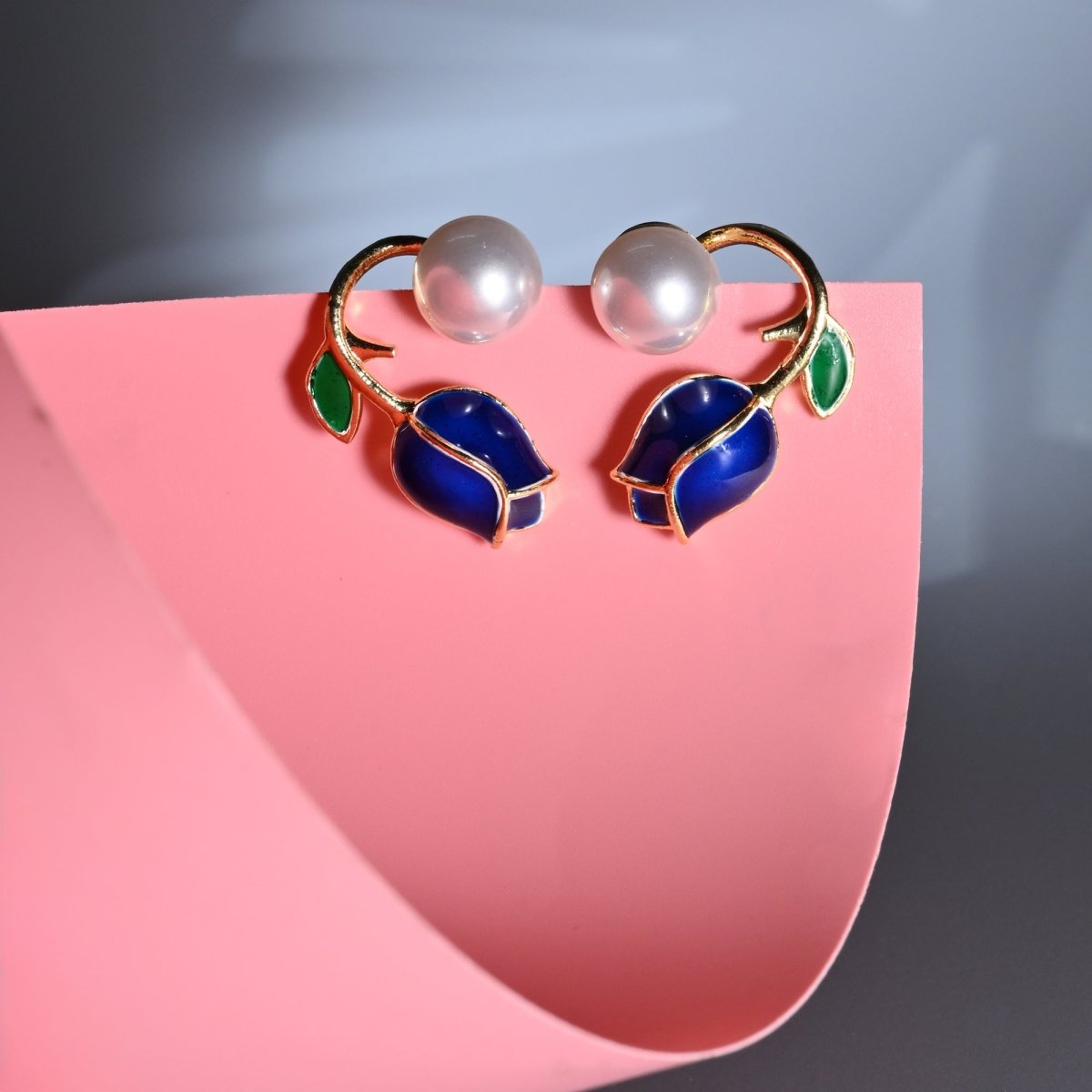 Ocean Rose Petals Gold Plated Earrrings