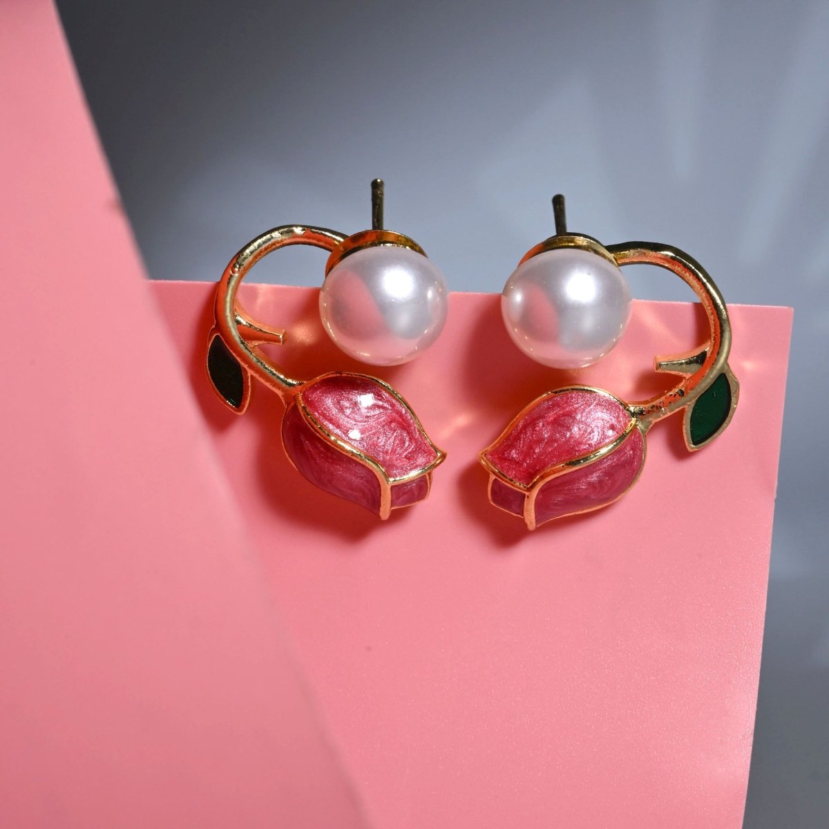 Ocean Rose Petals Gold Plated Earrrings