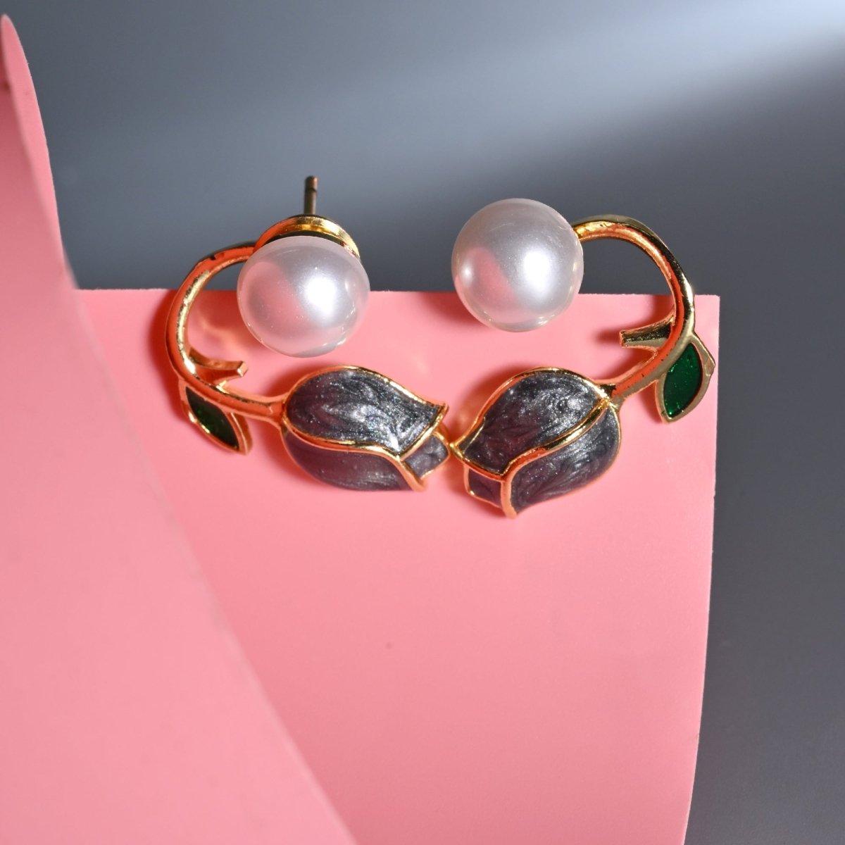 Ocean Rose Petals Gold Plated Earrrings