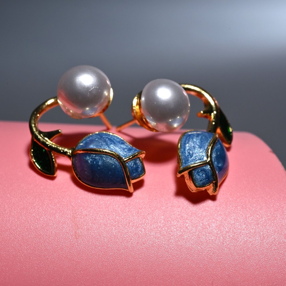 Ocean Rose Petals Gold Plated Earrrings
