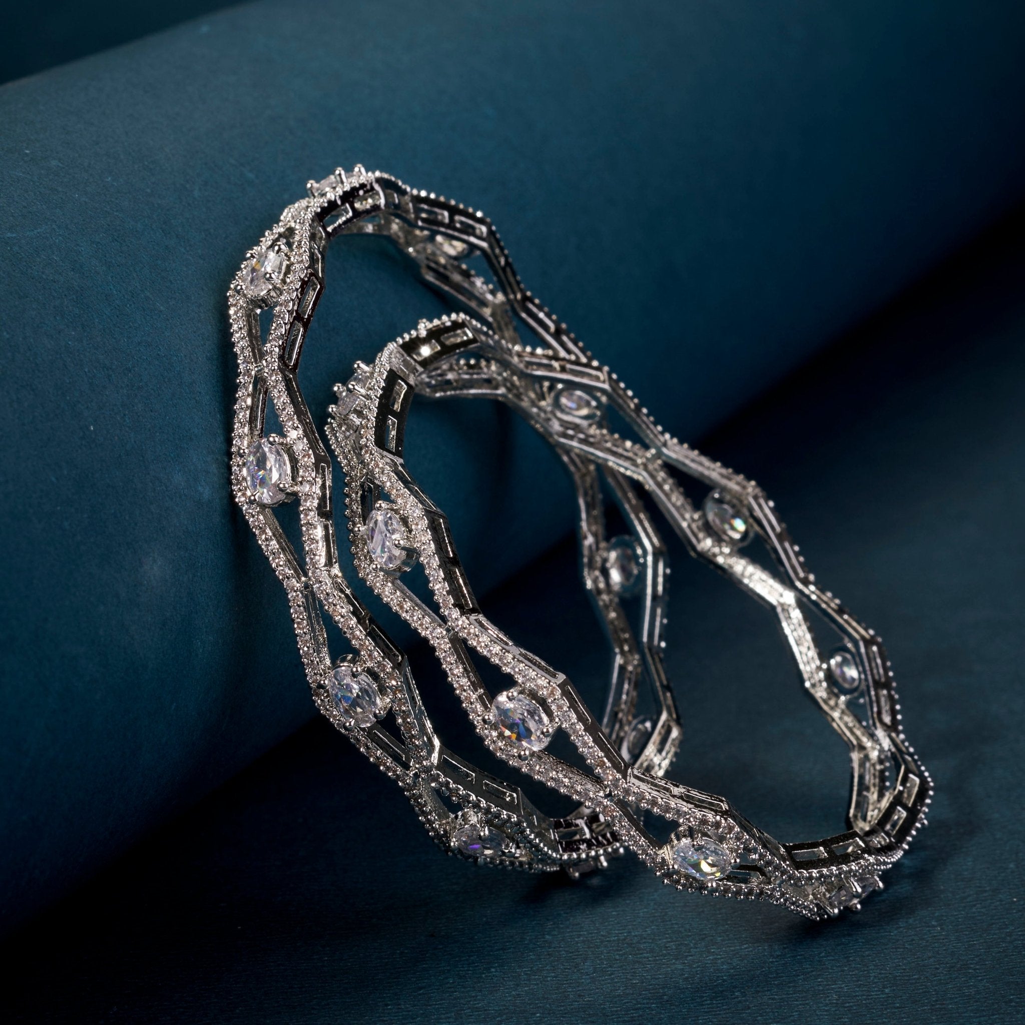Opaline Grove Rhodium Bangles