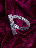 Opulent Cubic Zirconia Statement Rhodium Plated Bangles Set (Pack of 2)