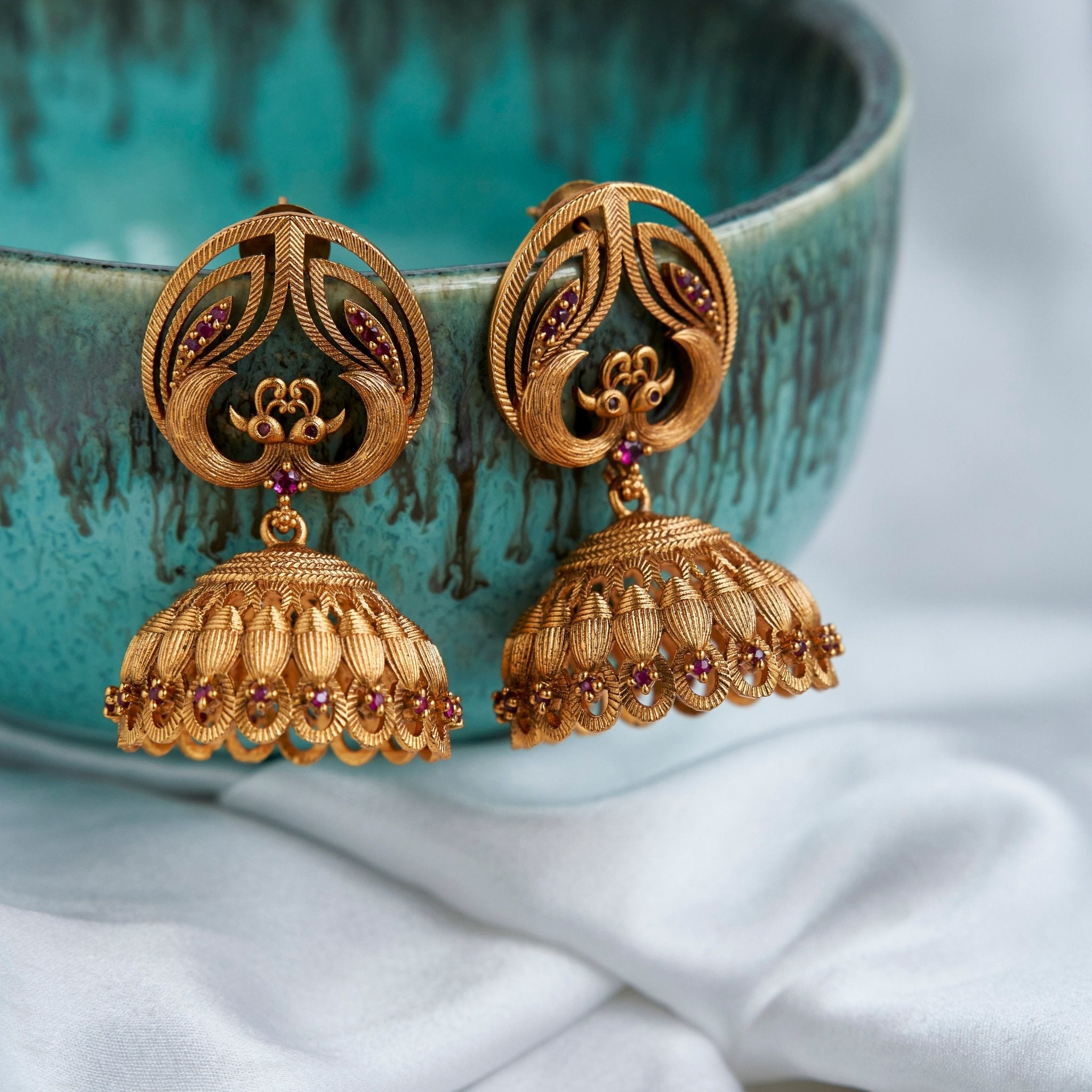 Peacock Style Matte Plated Jhumka