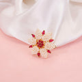 Pearl and Ruby Floral Ring