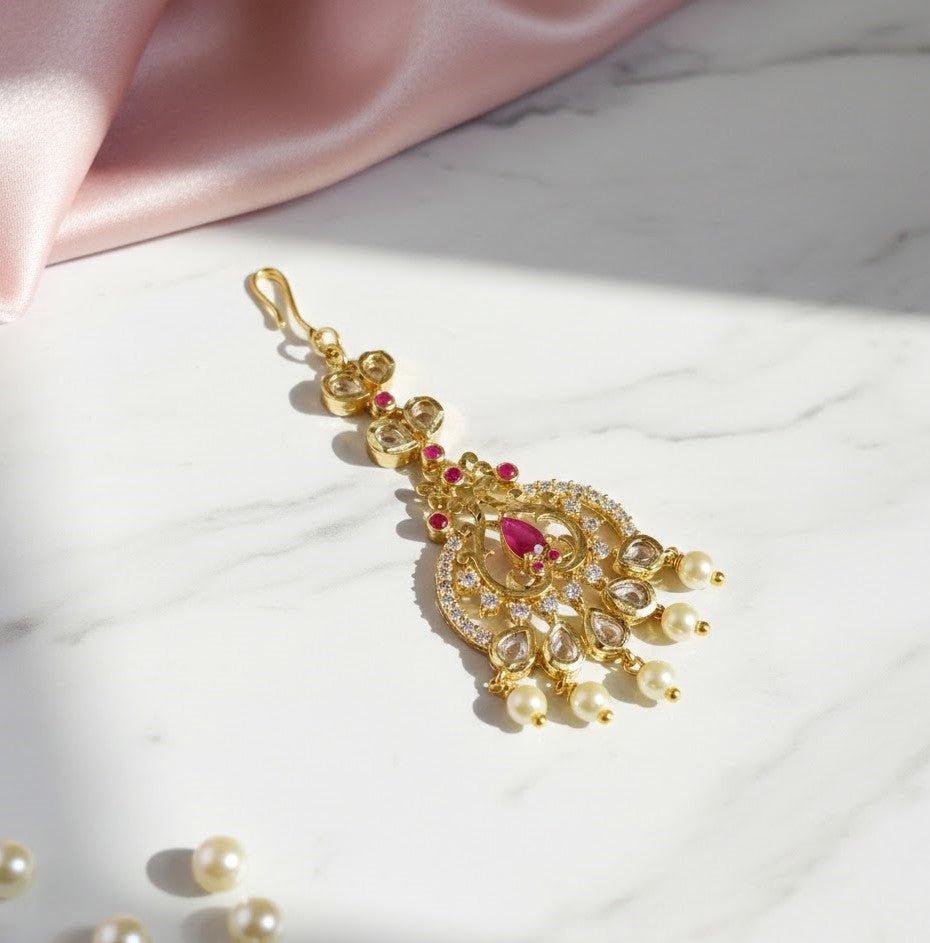 Pearl Dewdrop Red-White Tika