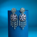Pink Stone American Diamond Dangler Earrings