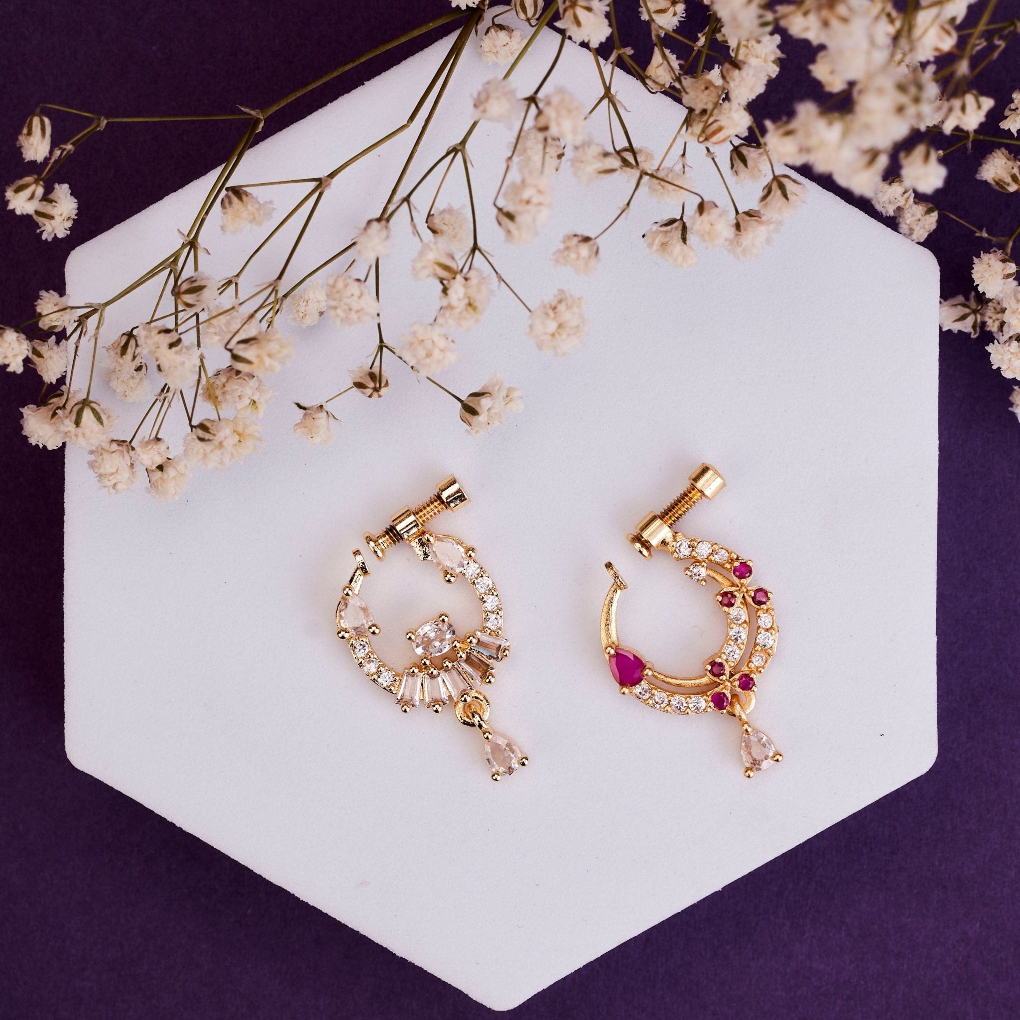 Pleasurable Gold Plated Combo Nose Pin