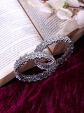 Premium AD CZ Stone Elegance Rhodium Plated Bangles Set (Pack of 2)