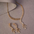 Radiant Gold-Plated Necklace Set with Sparkling Teardrop