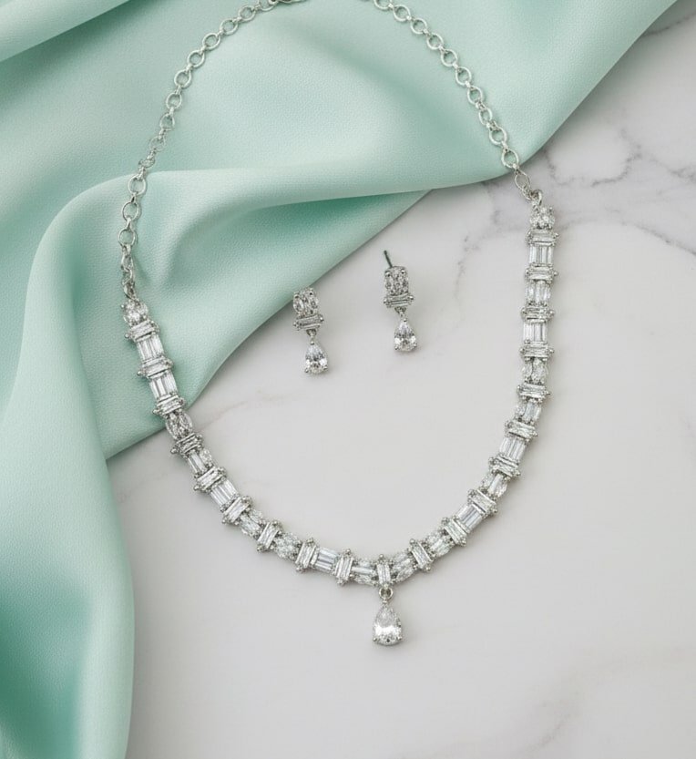 Radiant White Rhodium Plated Necklace