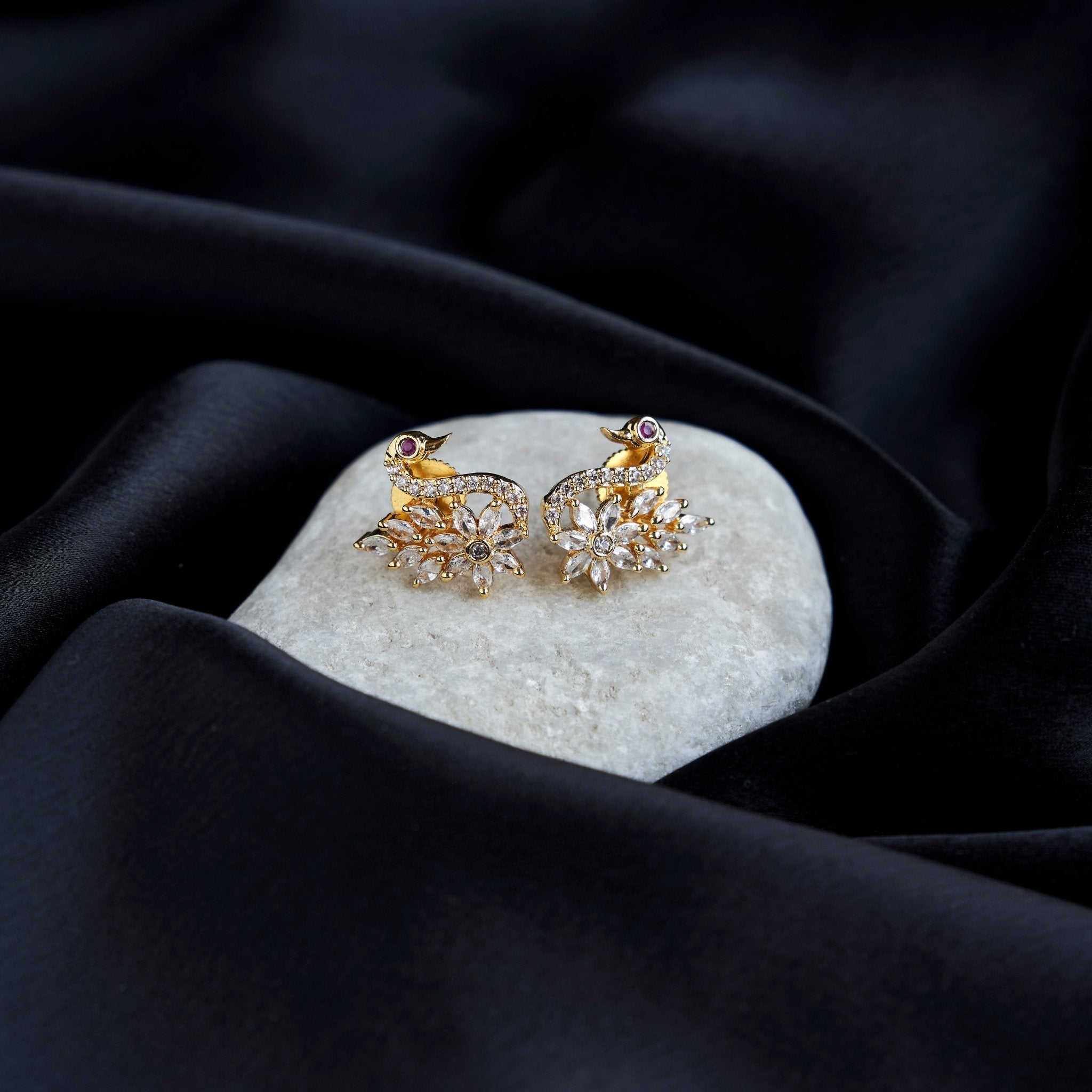 Red Minimalist Stud Earrings