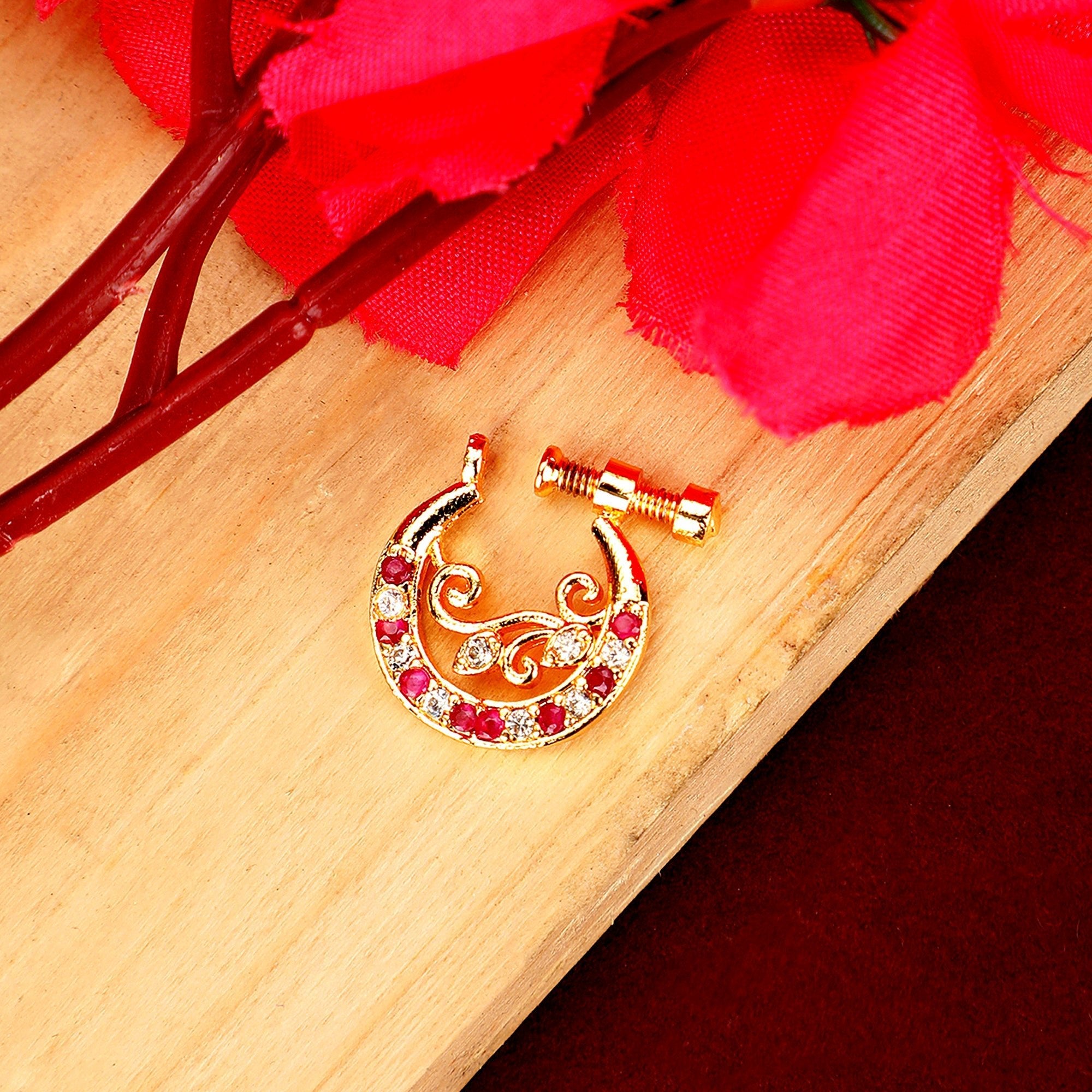 Red-White Gold Nose Pin