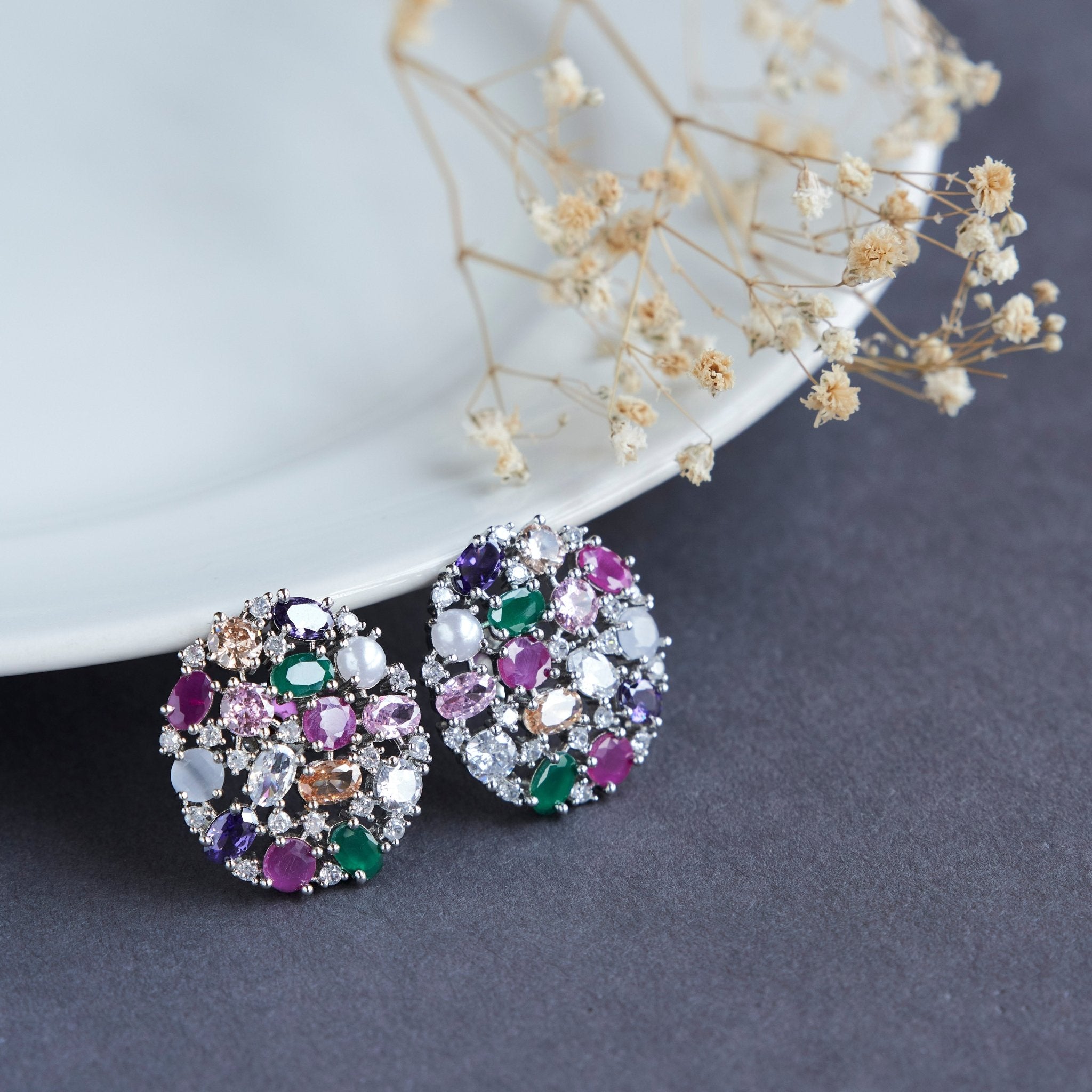 Rhodium Multi Opulence Studs