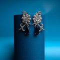 Rhodium-Plated AD Studded Teardrop Drop Earrings